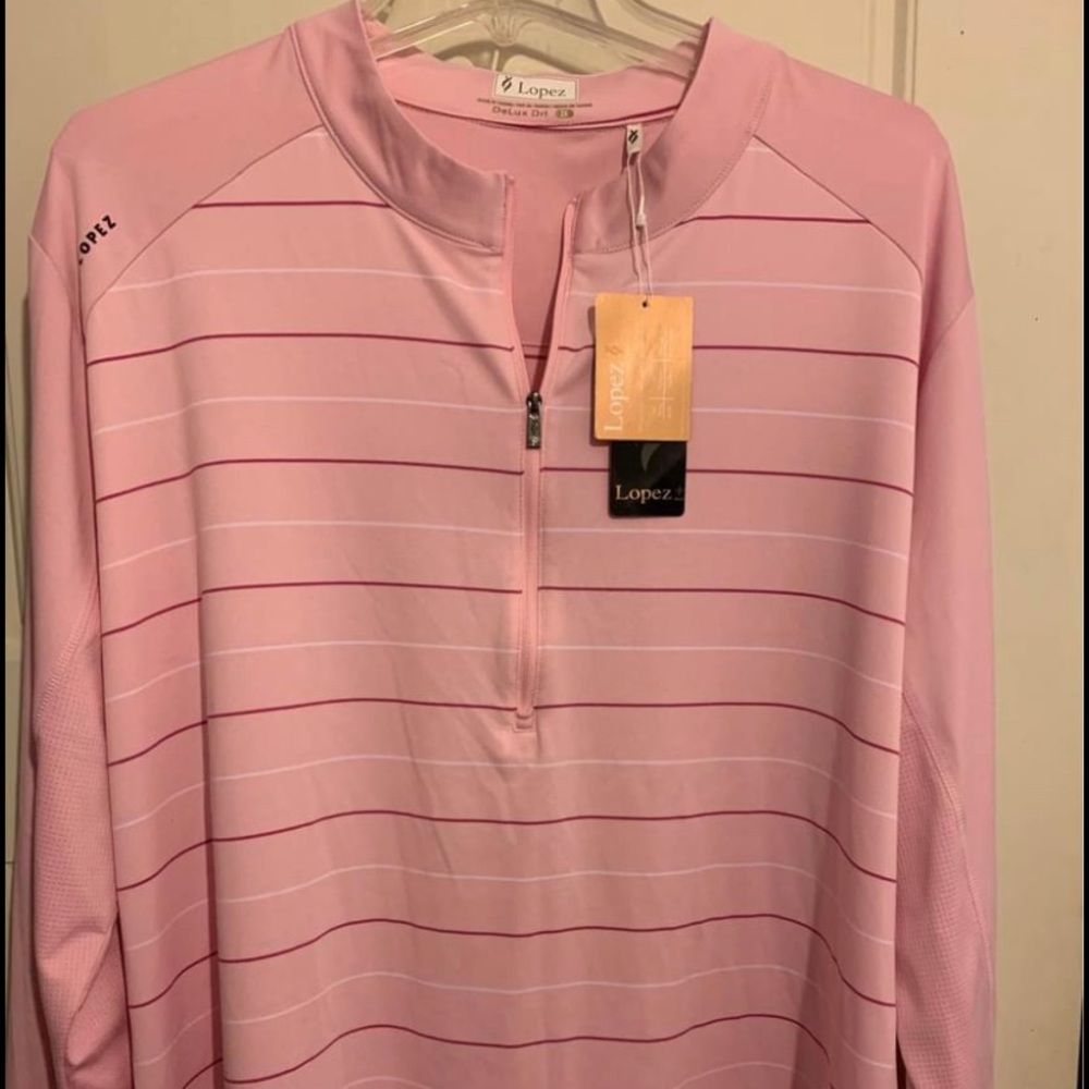 Lopez Pink Striped Half-Zip Women's Top